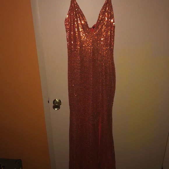 Orange sequin prom dress - Picture 1 of 3